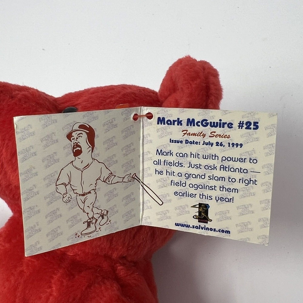 Salvinos Big Bammers Mark McGwire #25 Plush Bear 10 Inch Red MLB Collectible Toy - Picture 12 of 12
